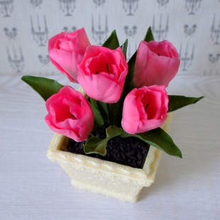 Букет из сахарных цветов "Тюльпаны" 17 см, 535 гр.